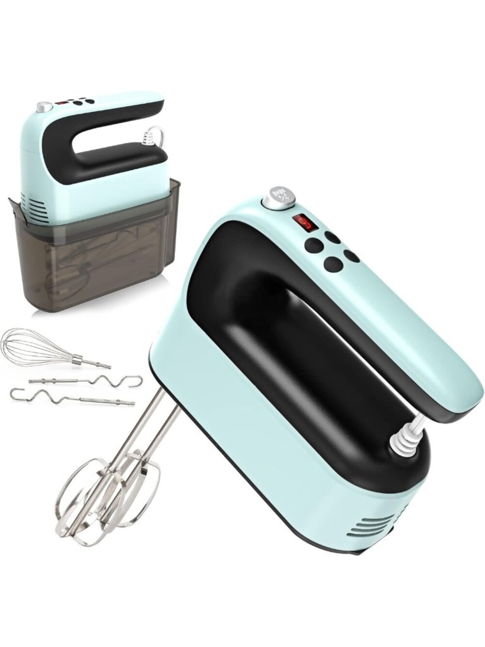 Powerful 9-Speed Electric Hand Mixer with Storage Case & 5 Stainless Steel